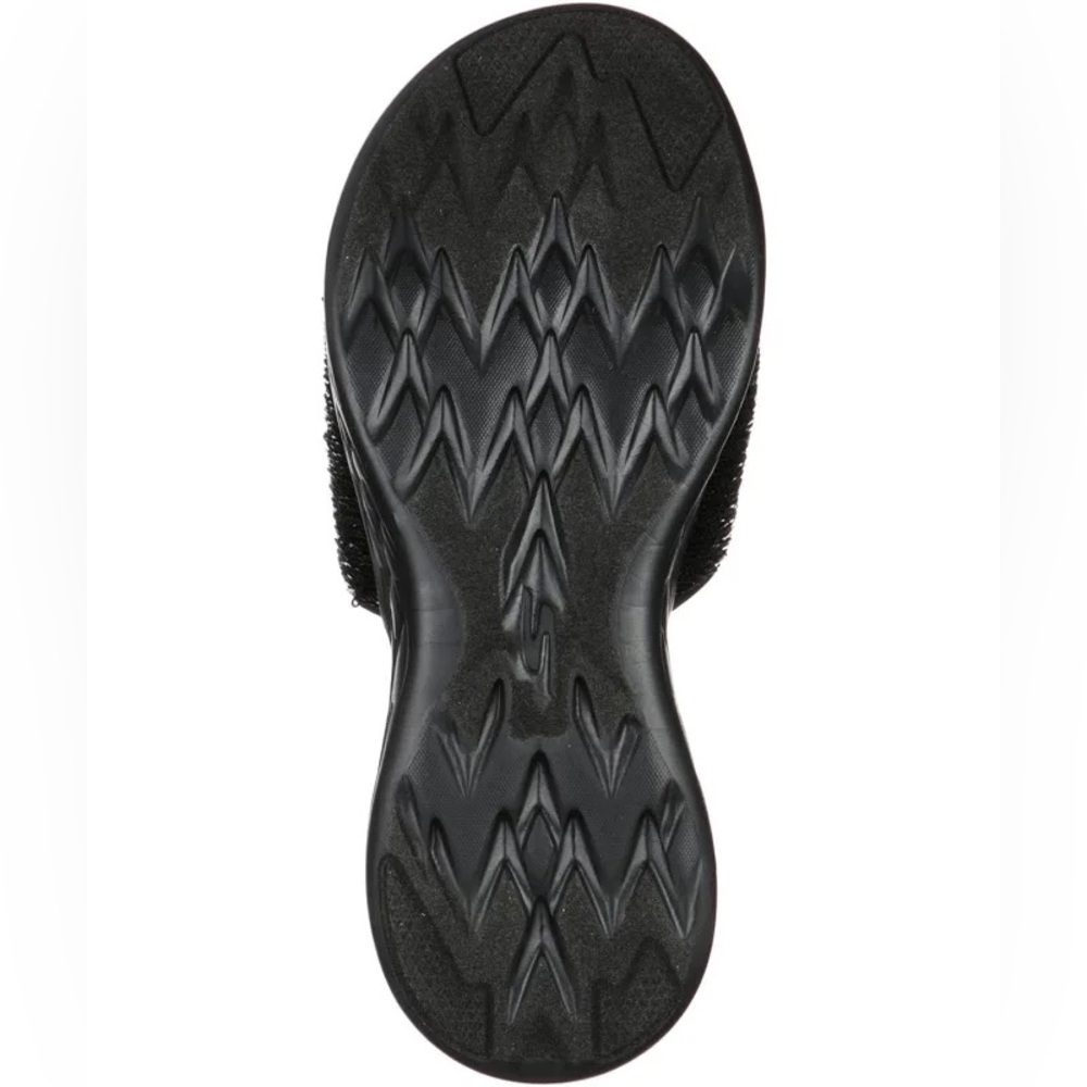 SKECHERS BLACK SEQUIN SLIDE SANDAL - Picture 7 of 9